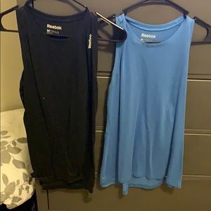 Blue and black work out tanks